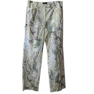 Peck Peck Vintage Denim Paisley Print Straight Wide Leg Jeans 10